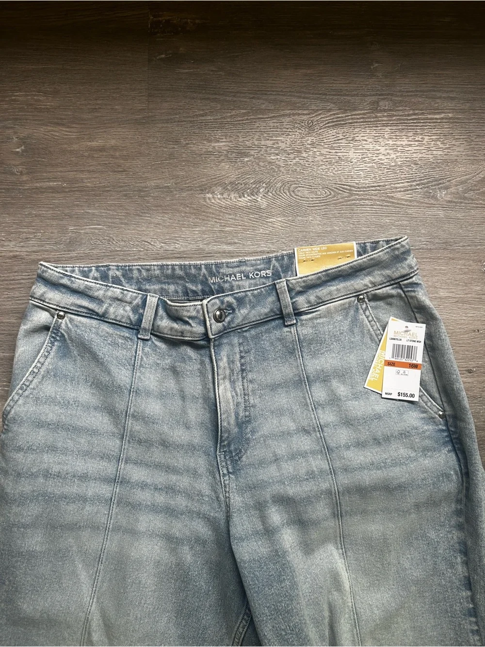 Michael Kors Carmen Wide Leg High Rise Womens Light Blue Jeans Plus Size 16W NWT